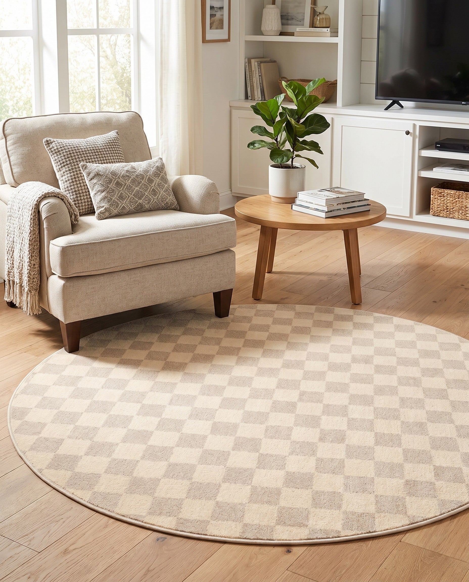 Ivory Contour Round Rug