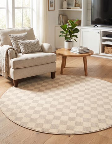 Ivory Contour Round Rug