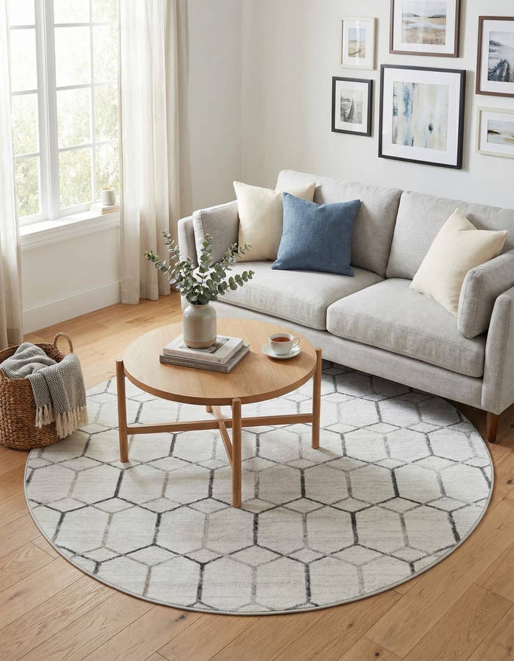 Detail image of 7' x 7' Lattice Trellis Round Rug