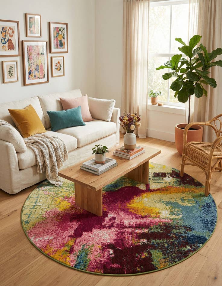 Detail image of 6' x 6' Washable Hyacinth Round Rug