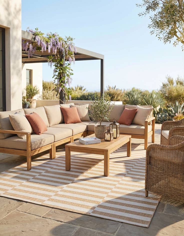 Detail image of 7' 10 x 10' Washable Ribbon Indoor / Outdoor Rug