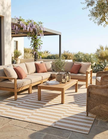 7' 10 x 10' Easy-Clean Striped Indoor / Outdoor Rug