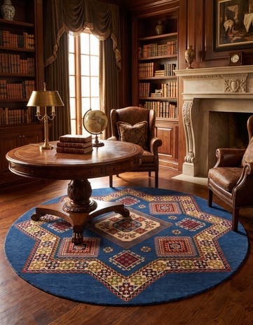 6' 6 x 6' 6 Hand Knotted Kazak Round Rug