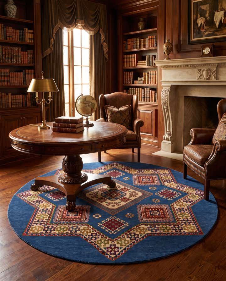 6' 6 x 6' 6 Hand Knotted Kazak Round Rug