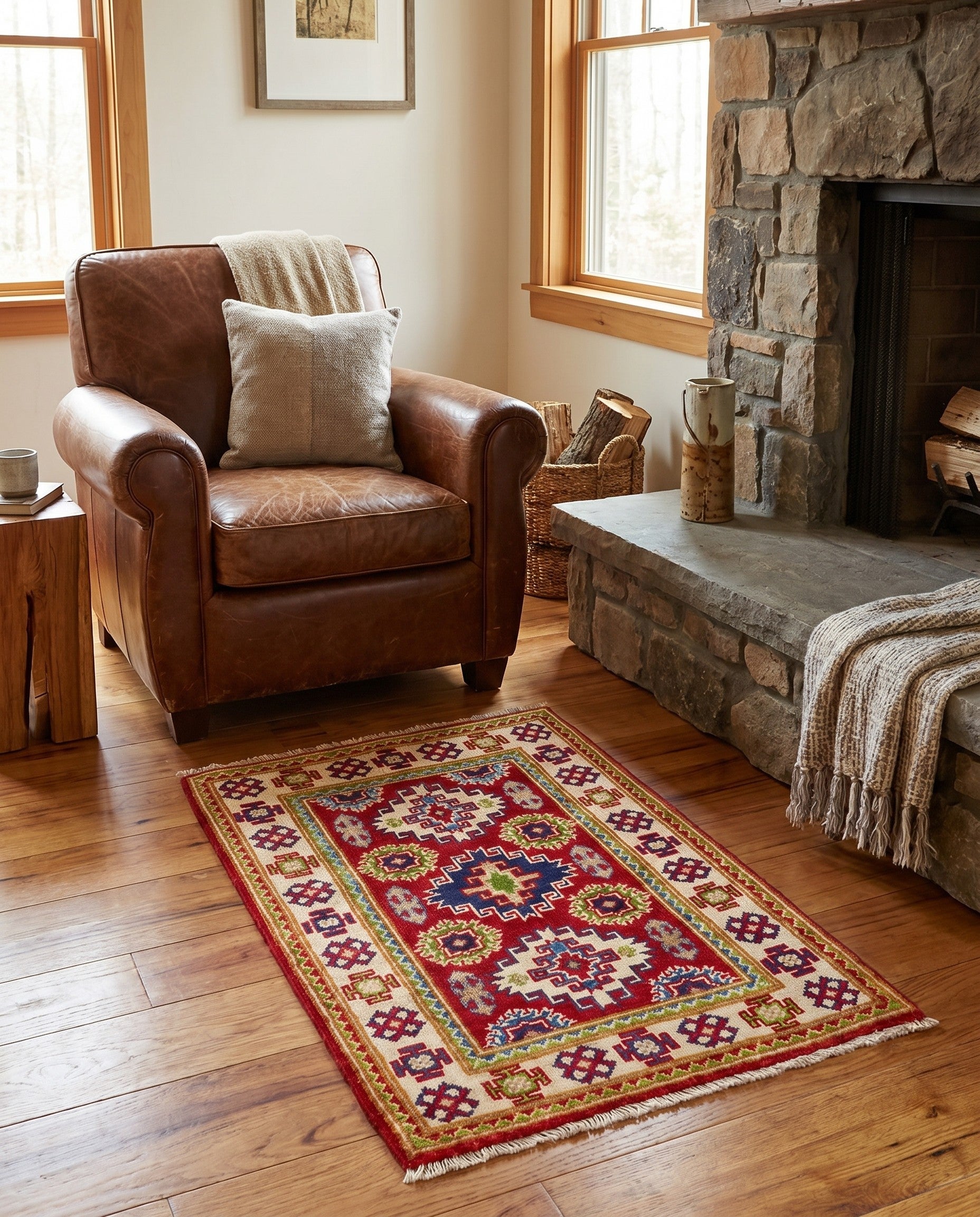 2' x 3' 1 Hand Knotted Kazak Rug
