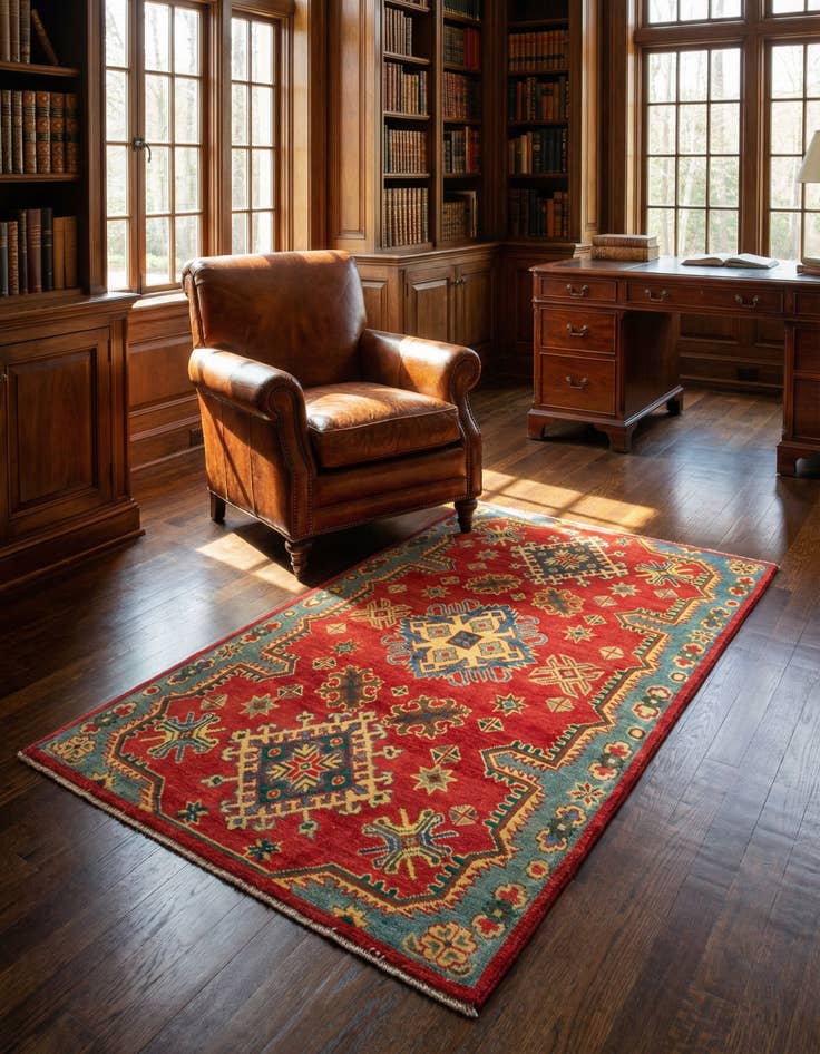 Detail image of 3' 2 x 5' Hand Knotted Kazak Rug