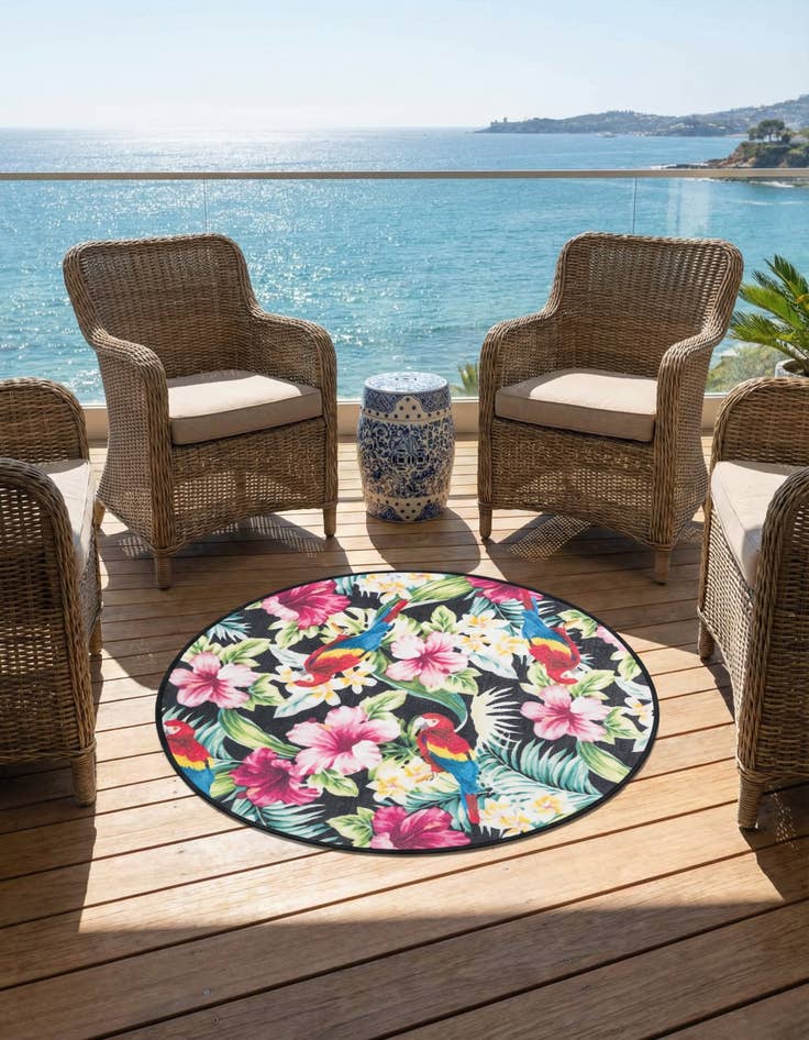 Detail image of 3' 3 x 3' 3 Easy-Clean Jill Zarin Caribbean Indoor / Outdoor Round Rug