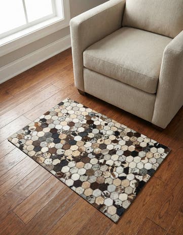 2' x 3' 1 Cowhide Leather Rug