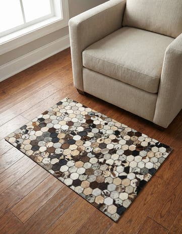 2' x 3' 1 Cowhide Leather Rug