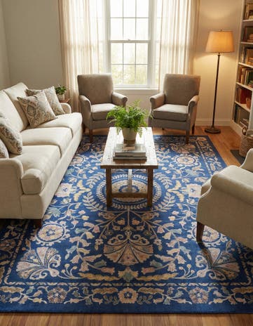 Navy Blue Blossom Rug