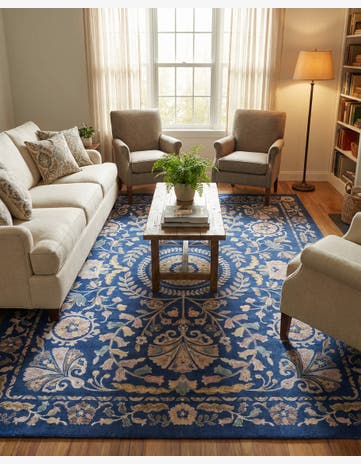 Navy Blue Blossom Rug