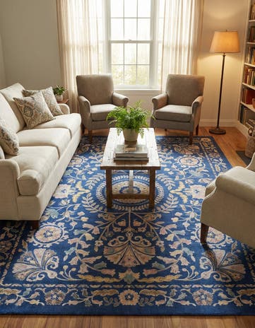 Navy Blue Blossom Rug