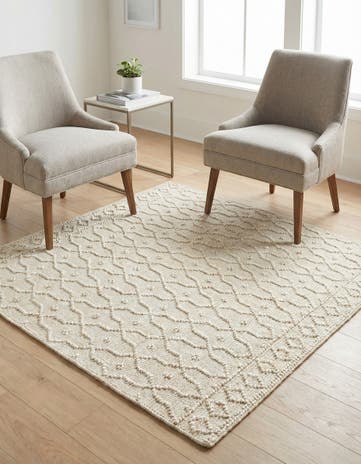 Ivory Hand Woven Larsa Jute Square Rug