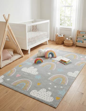 4' x 6' Clouds and Rainbows Whimsy Kids Rug