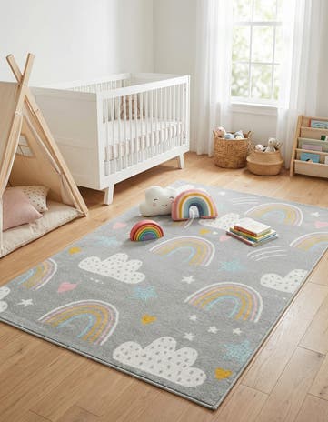 4' x 6' Clouds and Rainbows Whimsy Kids Rug