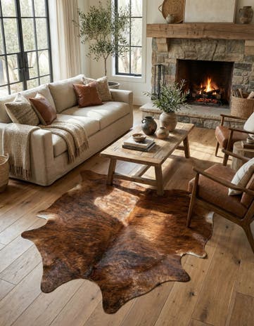 6' 3 x 7' 1 Cowhide Leather Square Rug