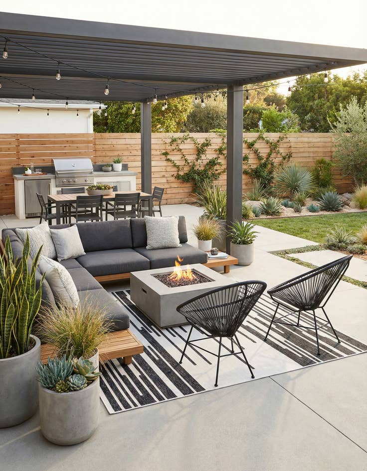 Detail image of 10' x 10' Easy-Clean Modern Indoor / Outdoor Square Rug