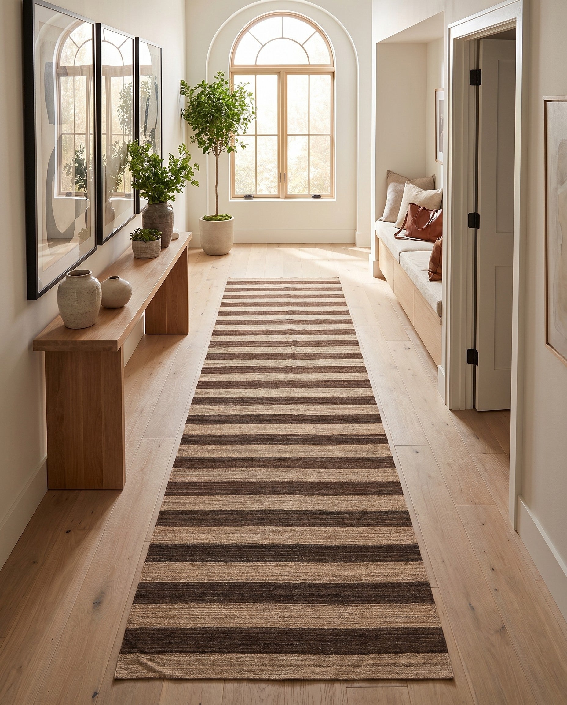 6' 6 x 12' Hand Woven Kilim Modern Wool Runner Rug