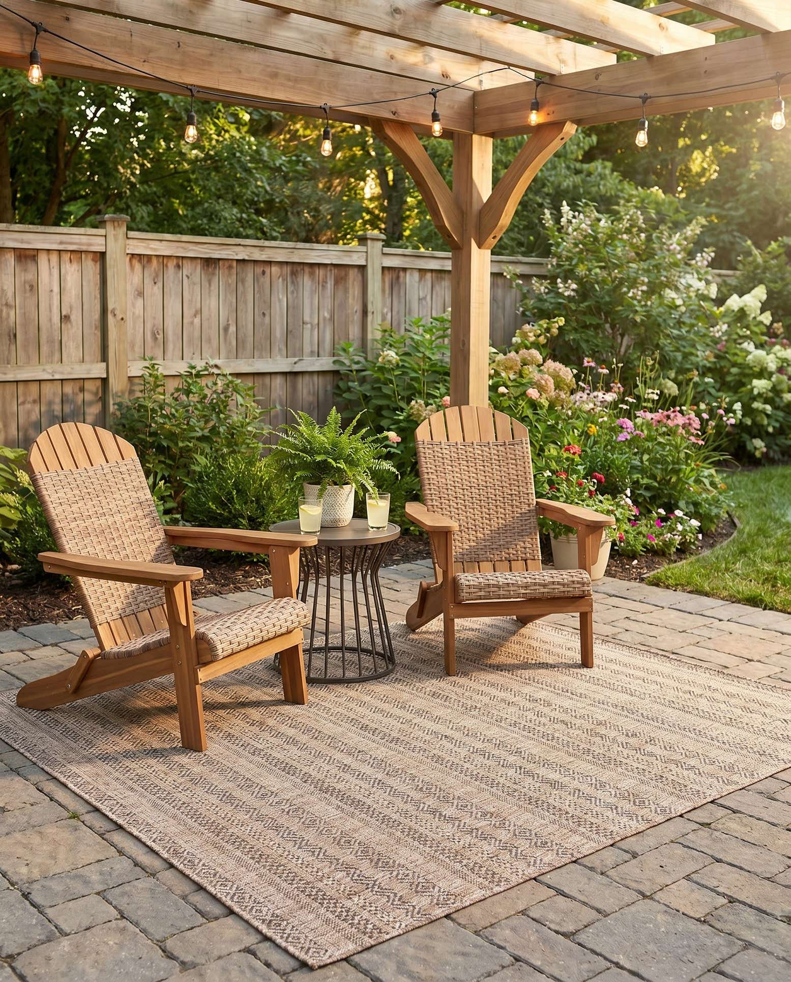 5' 3 x 5' 3 Easy-Clean Ribbon Indoor / Outdoor Square Rug