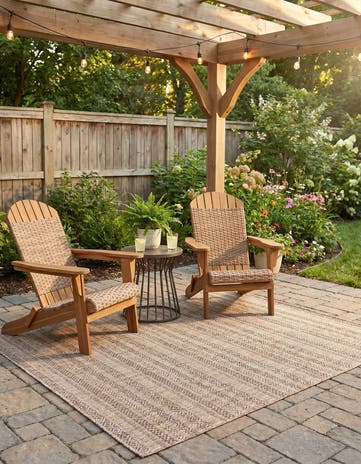 Natural Easy-Clean Ribbon Indoor / Outdoor Square Rug