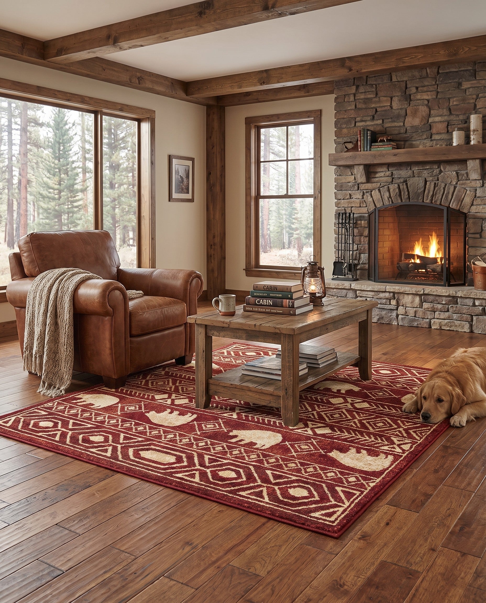 Red Pioneer Square Rug