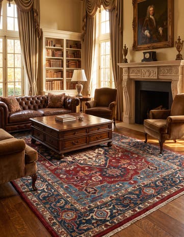 6' 6 x 9' 11 Hand Knotted Heriz Rug