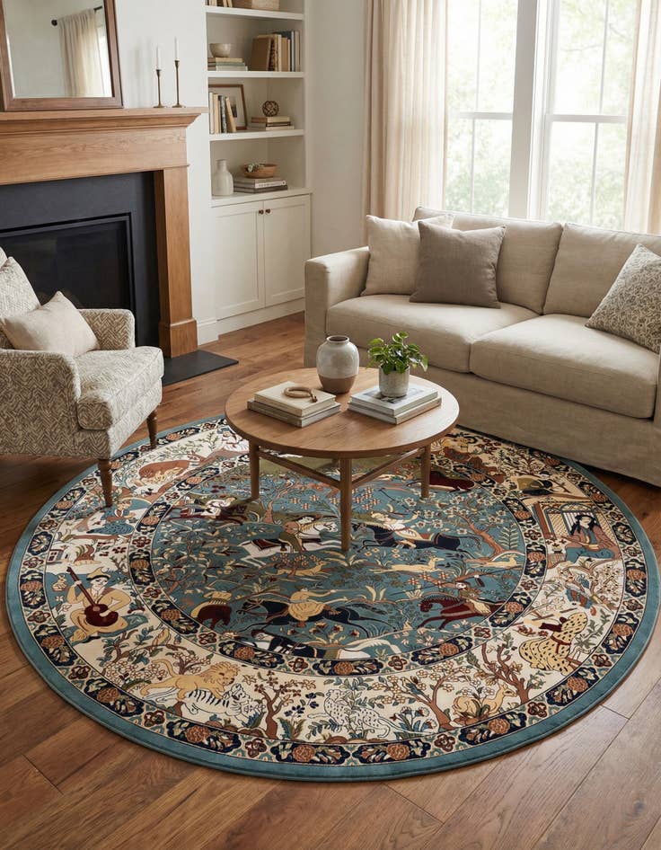 Detail image of 6' 1 x 6' 1 Nain Design Round Rug