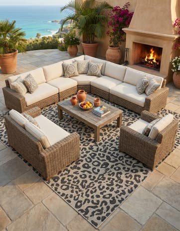 12' x 12' Easy-Clean Safari Indoor / Outdoor Square Rug