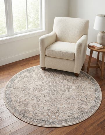 Ivory Oregon Round Rug