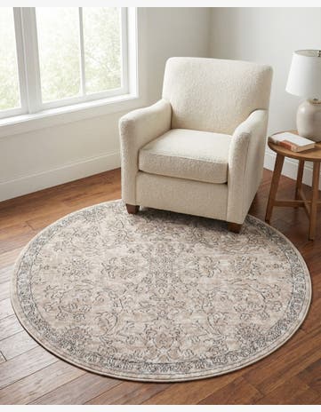 Ivory Oregon Round Rug