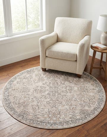 Ivory Oregon Round Rug
