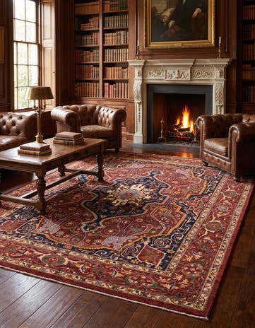 9' 3 x 11' 11 Hand Knotted Heriz Rug