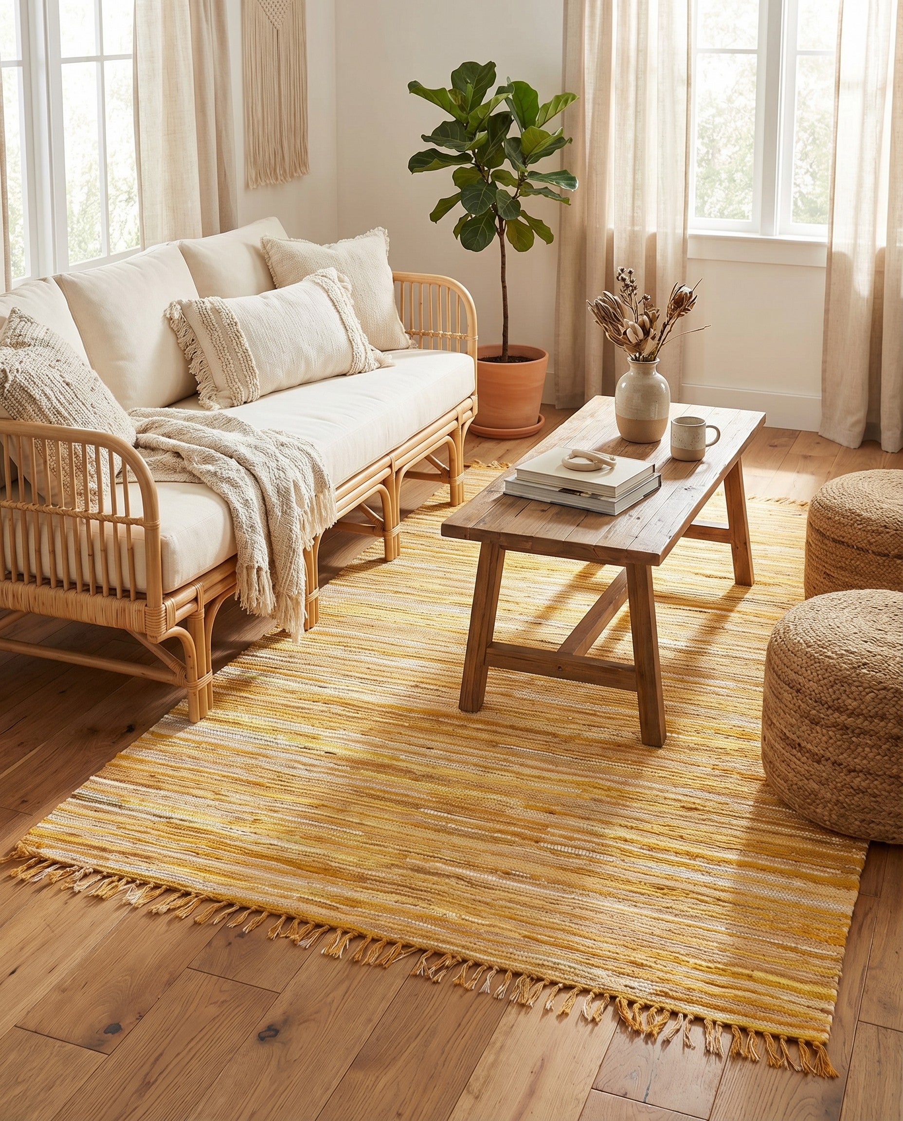 Yellow Chindi Cotton Rug