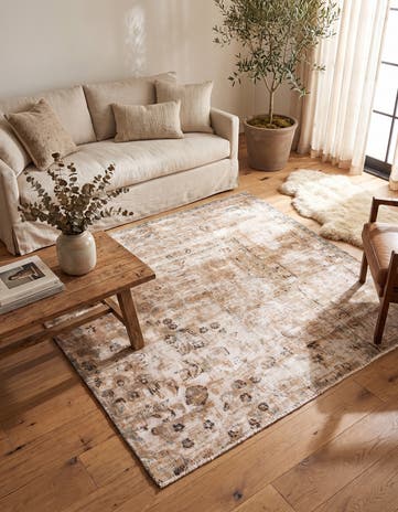 4' 6 x 5' Hand Knotted Ultra Vintage Persian Wool Square Rug