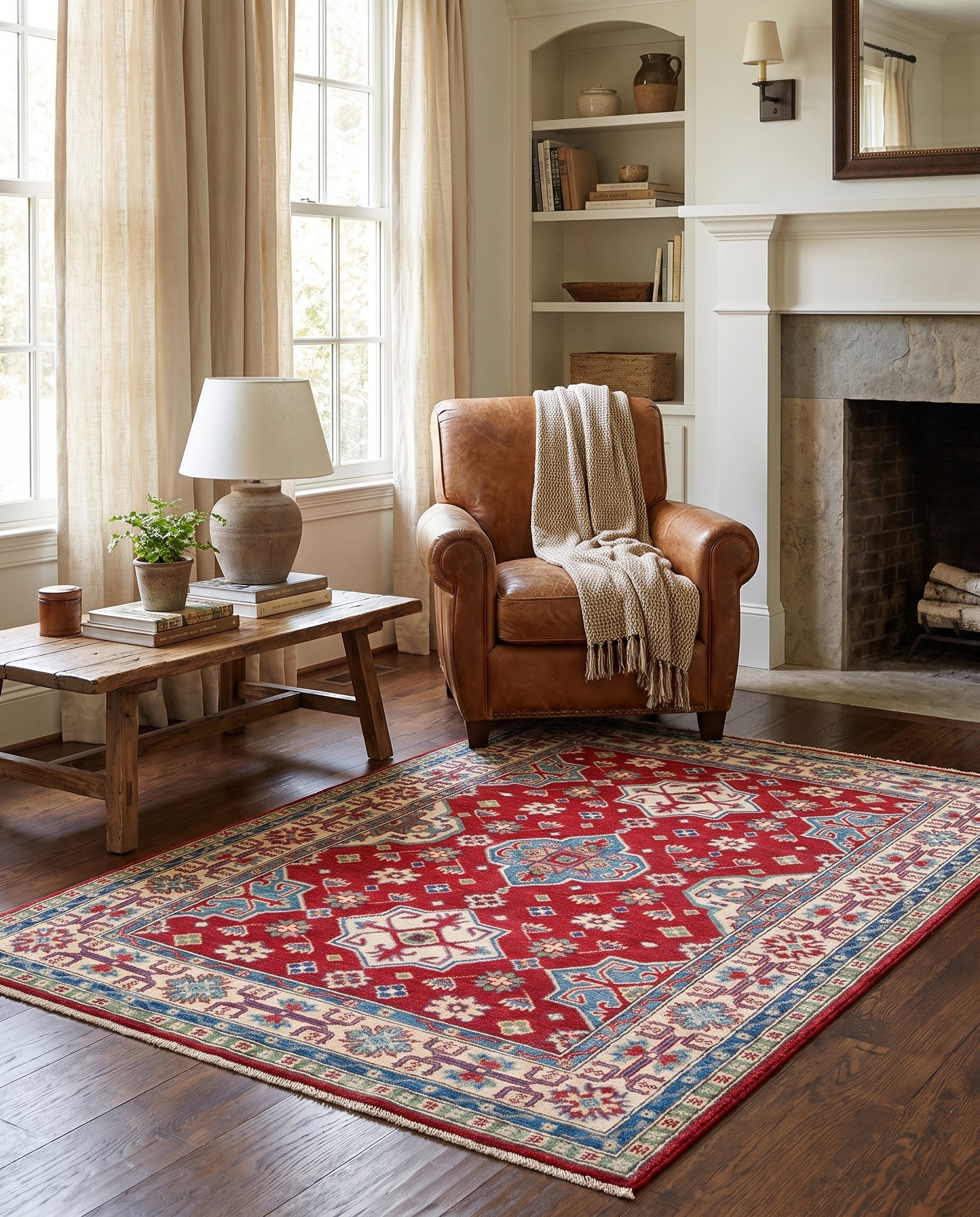 4' x 6' 1 Hand Knotted Kazak Rug
