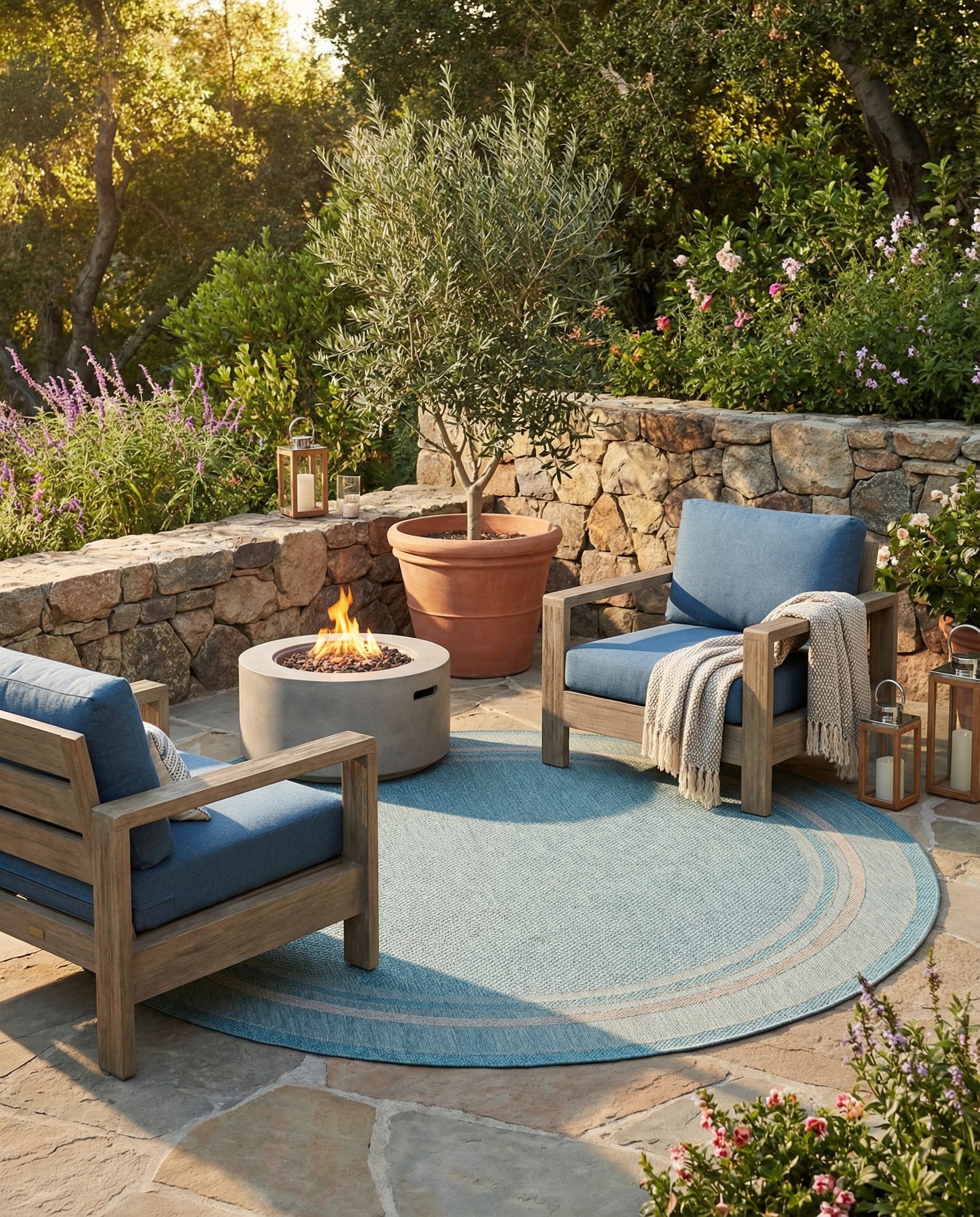 7' 10 x 7' 10  Washable Border Indoor / Outdoor Round Rug