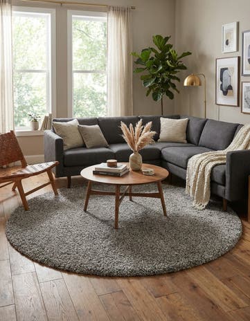 7' x 7' Solid Shag Round Rug