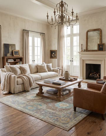 9' 4 x 11' 10 Hand Knotted Oushak Wool Rug