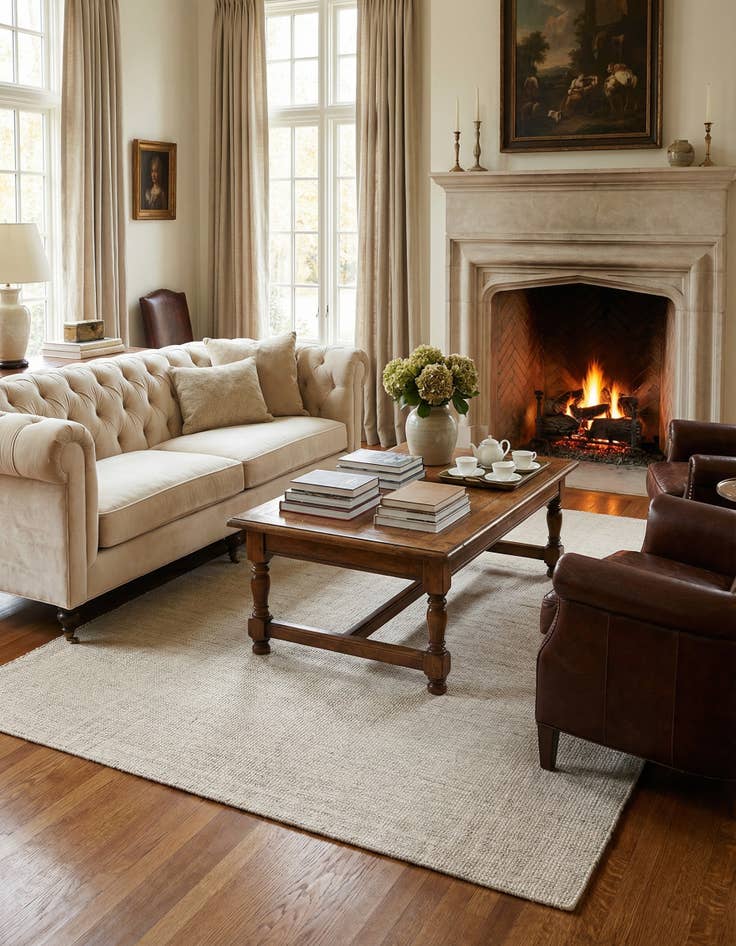 Detail image of 5' 1 x 7' 1  Hand Woven Jill Zarin English Manor Wool Rug