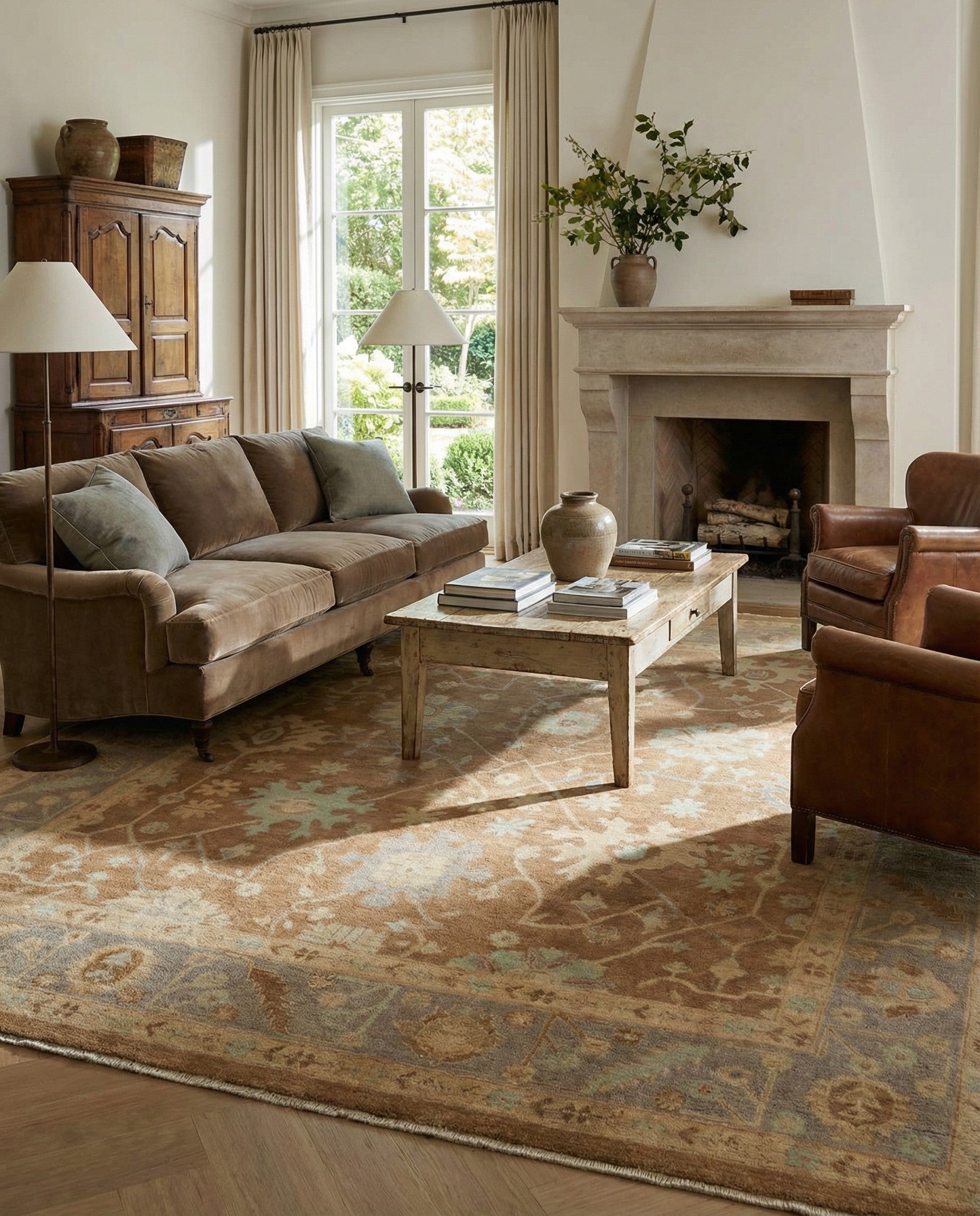 8' 3 x 9' 9 Hand Knotted Oushak Wool Rug