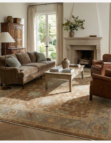 8' 3 x 9' 9 Hand Knotted Oushak Wool Rug