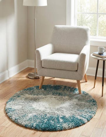 Teal Soft Touch Shag Round Rug
