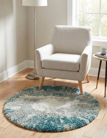 Teal Soft Touch Shag Round Rug