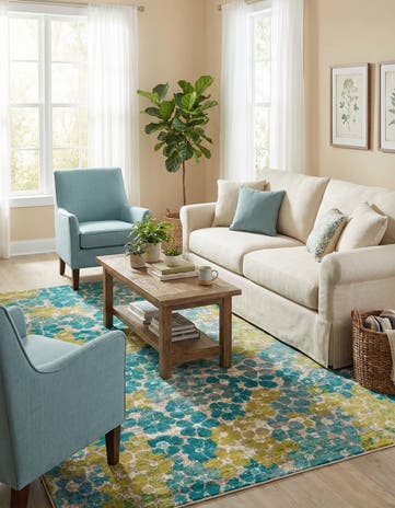 Blue Azalea Square Rug