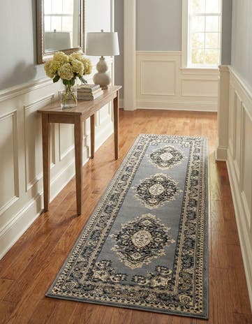 Gray Mashad Design Runner Rug