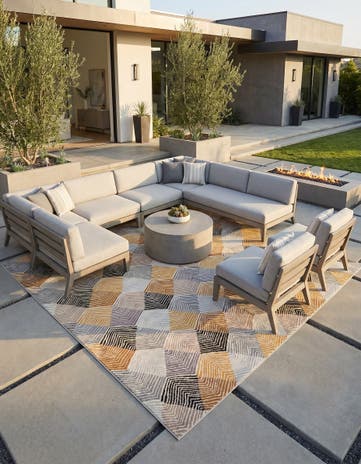 10' x 10' Easy-Clean Modern Indoor / Outdoor Square Rug