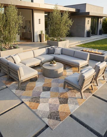 10' x 10' Easy-Clean Modern Indoor / Outdoor Square Rug