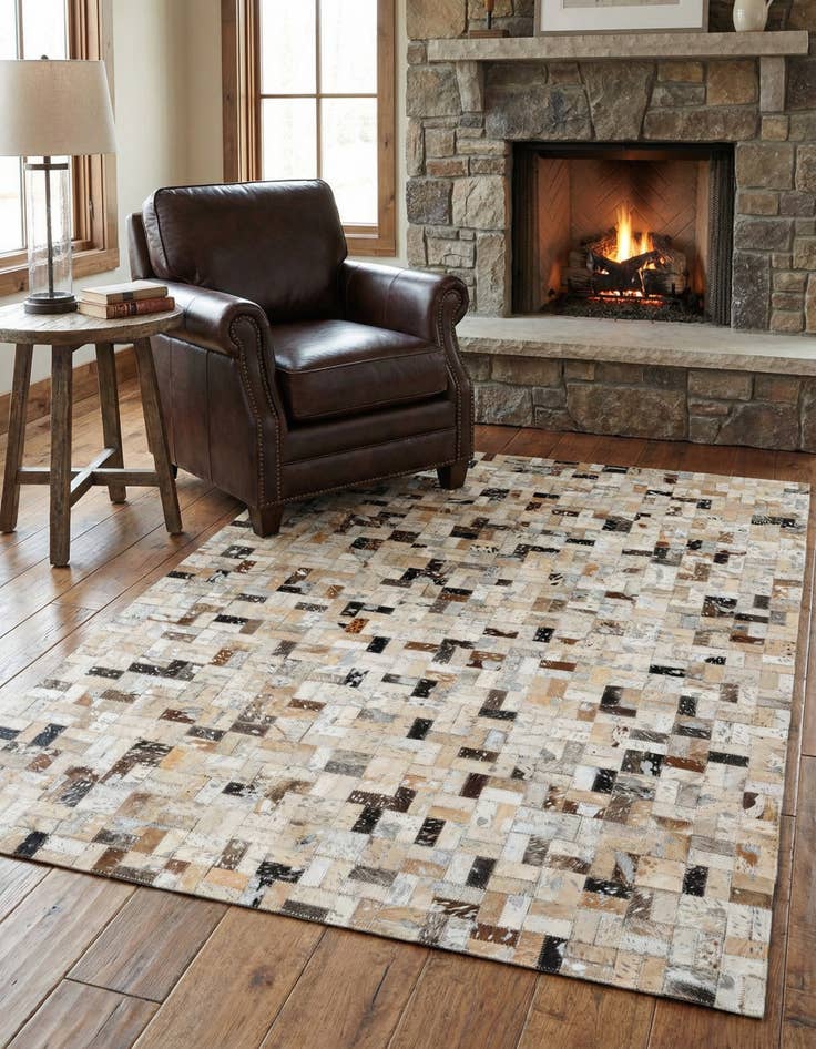 Detail image of 4' 1 x 5' 10 Cowhide Stocks Rug