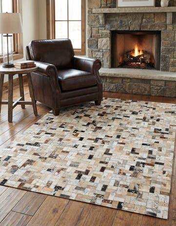 4' 1 x 5' 10 Cowhide Stocks Rug
