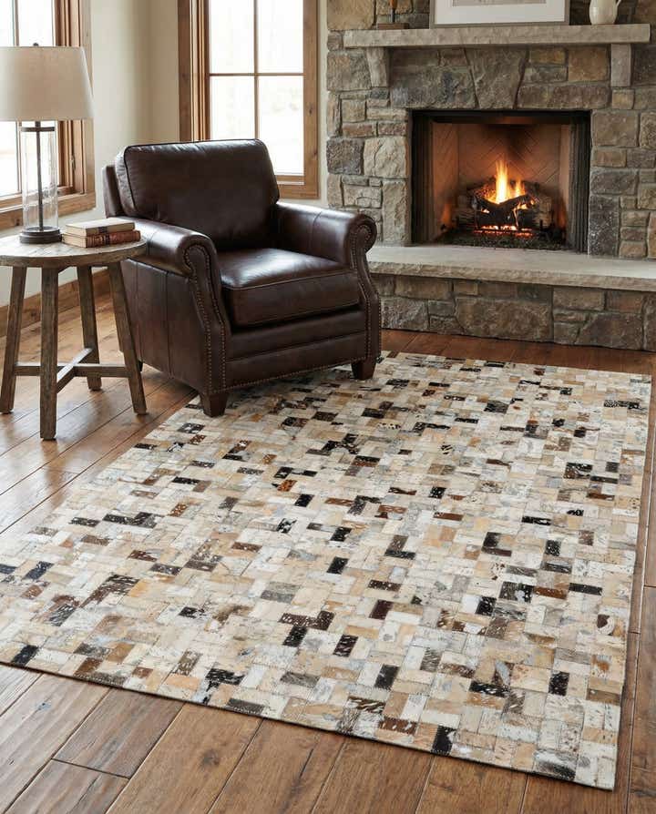 4' 1 x 5' 10 Cowhide Stocks Rug